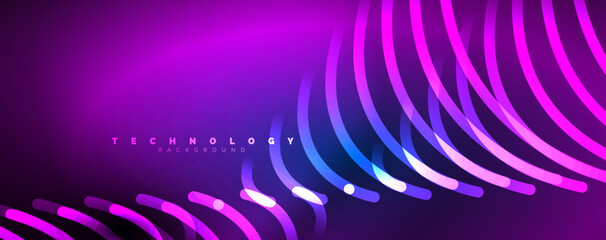 Neon shiny light abstract lines, light beams concept abstract background. Vector Illustration For Wallpaper, Banner, Background, Card, Book Illustration, landing page