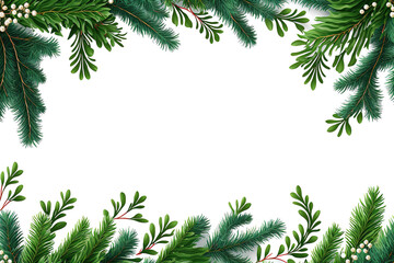 Fototapeta na wymiar christmas holly fir branch frame border with transparent background 