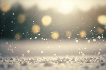 Obraz premium Empty white snow with bokeh blur background 