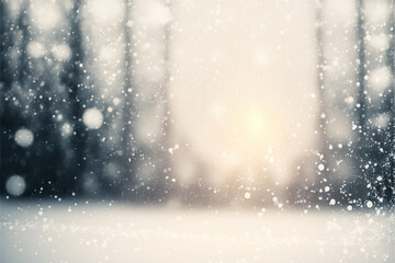 Obraz na płótnie Canvas Empty white snow with bokeh blur background generated by AI