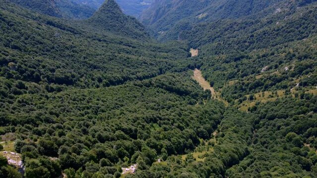 Cinematic Shot Unveiling Huge Wide Mountains By Como Lake, Porta Di Prada Plave, Italy