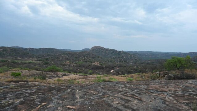 panorama of common natural hills and countryside in Matobo National Park, Zimbabwe, Africa