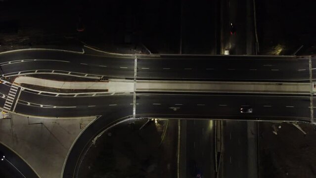 First ever ‘’Diamond Interchange’’ in the province of Ontario on the Queen Elizabeth Highway at Glendale Avenue in Niagara Falls - a birdseye view at night