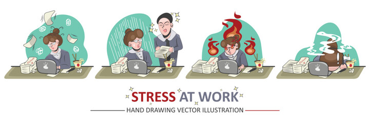 Woman fitness set handrawing cartoon vector illustration