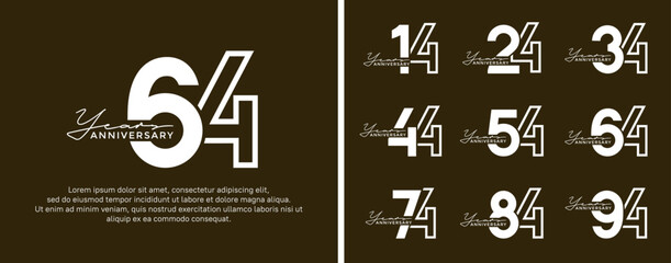 set of anniversary logo style flat white color for celebration