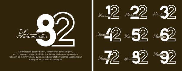 set of anniversary logo style flat white color for celebration