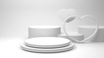 Minimal heart shapes background mock up podium