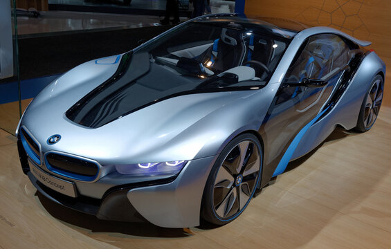 TORONTO, CANADA-FEBRUARY 14, 2013: BMW i8 Concept at the 2013 Canadian International Auto Show in Toronto
