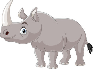 Cartoon rhino on white background