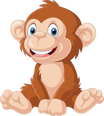 Obraz premium Cute little monkey cartoon sitting