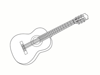 Obraz na płótnie Canvas Outline classic guitar icon.That is an acoustic stringed musical instrument. Vector Illustration isolated on white background.