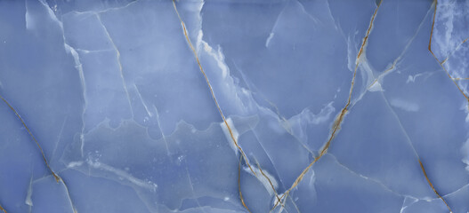Luxurious blue agate marble texture with brown veins, polished marble quartz stone background...