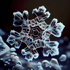 Papier Peint photo Photographie macro macro of snowflake under the microscope, very detailed view