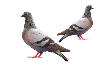 full body of standing pigeon bird, pidgeon isolated on white background, clipping path include, PNG file - obrazy, fototapety, plakaty