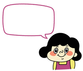 ふきだし　笑顔のコミカルな女性キャラクターイラスト素材
