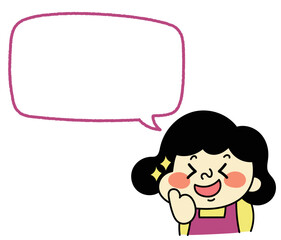 ふきだし　 イイネポーズをしてるコミカルな女性キャラクターイラスト素材