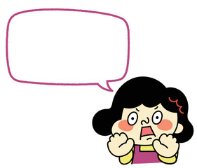 Obraz premium ふきだし びっくりしているコミカルな女性キャラクターイラスト素材