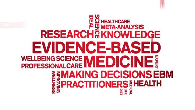 Evidence-Based Medicine animated tag word cloud;text design animation kinetic typography seamless loop.