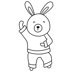 Cute bunny in Chinese traditional costume, Cheongsam dress