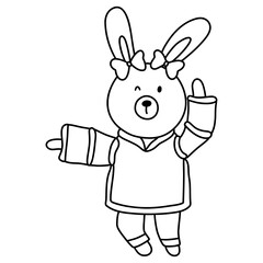 Cute bunny in Chinese traditional costume, Cheongsam dress