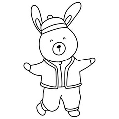 Cute bunny in Chinese traditional costume, Cheongsam dress