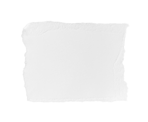 White ripped piece of paper isolated on transparent background PNG file