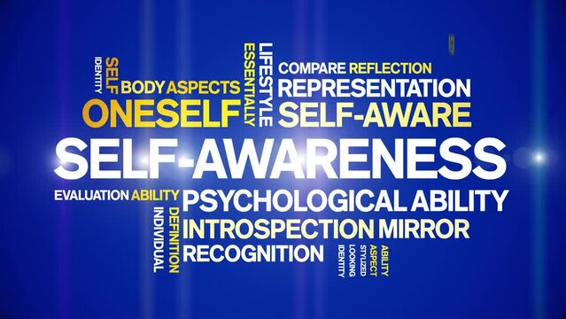 Self-Awareness  animated tag word cloud;text design animation kinetic typography seamless loop.