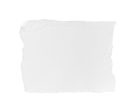 White ripped piece of paper isolated on transparent background PNG file