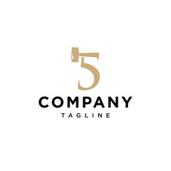 5 Number  Auction Vector logo icon vector Template