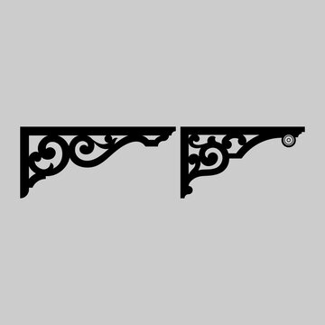 Craftsman Bracket cornice pieces for decorating or shelves. Decoration vector design for cutting on CNC or laser cut on wood corner design sample. wood corner home decoration
