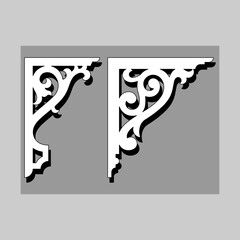 Craftsman Bracket cornice pieces for decorating or shelves. Decoration vector design for cutting on CNC or laser cut on wood corner design sample. wood corner home decoration  © Shabana