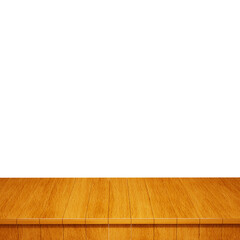 Wooden table foreground, wood table top front view 3d render isolated