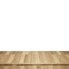 Wooden table foreground, wood table top front view 3d render isolated