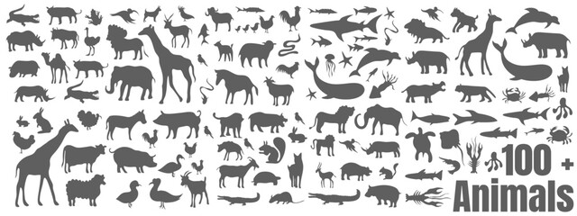 animals silhouette bundle set vector