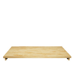 wood table top front view 3d render isolated