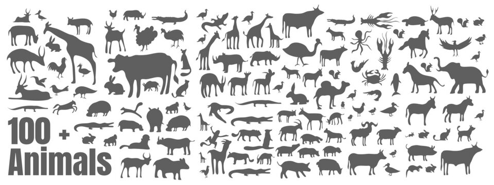 animals silhouette bundle set vector