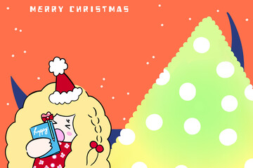 Merry Christmas Christmas card cute illustration Santa