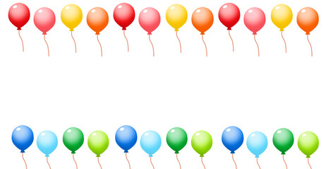 風船　カラフル　並列　イラスト　セット