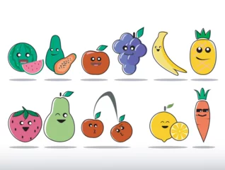 Fotobehang set of little funny fruits cartoon © Soleh