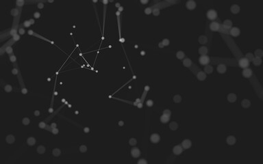 Abstract background. Molecules technology with polygonal shapes, connecting dots and lines. Connection structure. Big data visualization.