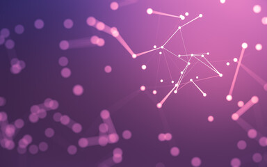 Abstract background. Molecules technology with polygonal shapes, connecting dots and lines. Connection structure. Big data visualization.