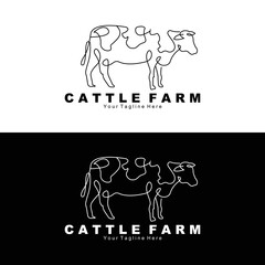 cow animal logo, cattle farm, dairy farm animal illustration design