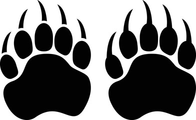 Bear paw print with claws vector graphic.  - obrazy, fototapety, plakaty