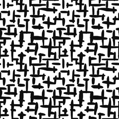 Seamless pattern, rough vector background, black and white