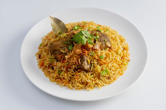 Beef Biryani or Curried rice and beef - Thai-Muslim version of Indian biryani, with fragrant yellow rice and beef - Muslim food style