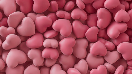 Heart background. Valentine Wallpaper with Pink love hearts. 3D Render 