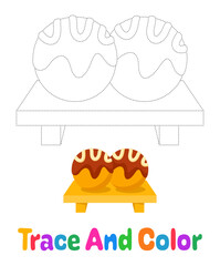 Takoyaki tracing worksheet for kids