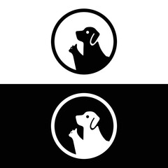 Circle dog and cat animal logo . icon logo . silhouette logo 