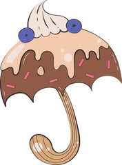 Cartoon Open Umbrella Element 