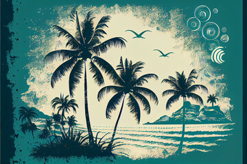 Fototapeta na wymiar palm trees and beach pattern 